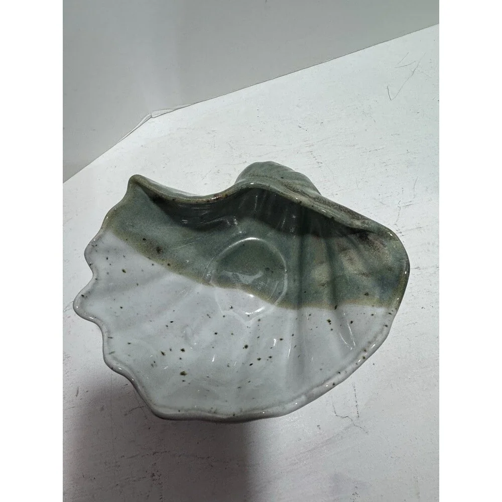 Signed Nedza Mid-Century Art Pottery Stoneware Shell Dish